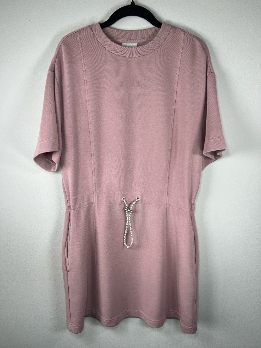 Varley Maple 2.0 Dress Brandy Rose Mini Short Sleeve Stretch Pocket Drawstring M